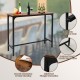Industrial 48-inch pub dining table in rustic brown with a steel frame, adjustable foot pads, perfect for dining or.