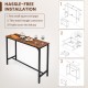 48-inch industrial pub dining table in rustic brown with a steel frame, perfect for kitchens or cafes, accommodates 4.