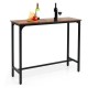 Industrial 48-inch pub dining table in rustic brown with steel frame, perfect for dining in kitchens or cafes.