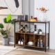 Modern kitchen buffet sideboard in rustic brown with three open compartments, ideal for dining or living room storage.