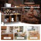Modern kitchen buffet sideboard in rustic brown with three open compartments, perfect for dining room or kitchen use.