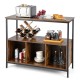Modern kitchen buffet sideboard in rustic brown with three open compartments, ideal for dining room or kitchen storage.