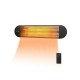 Wall-mounted infrared heater with remote control, featuring 750W/1500W options and 60° oscillation for efficient.
