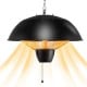 1500W electric patio heater with IPX4 waterproof design, featuring halogen tubes for 360° heating and quiet operation.