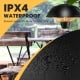 1500W electric patio heater with IPX4 waterproof design, ideal for outdoor use and providing 360° cozy warmth.