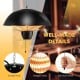 Electric patio heater with halogen tubes, durable hook, and pull chain switch for cozy outdoor warmth.