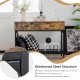 Industrial console table with 2 drawers and steel frame in rustic brown, perfect for small spaces and stylish storage.