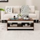 Rectangle wooden coffee table with storage shelf, modern design, suitable for living room or office use.