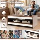 Rectangle wooden coffee table with storage shelf, modern design, sturdy construction, ideal for living room or office.