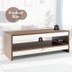 37-inch wooden coffee table with storage shelf, featuring a modern design and sturdy structure for living room use.