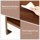 Close-up of the waterproof surface of the 37-inch wooden coffee table, showcasing easy cleaning and durability features.