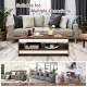 Rectangle wooden coffee table with storage shelf, modern design, suitable for living room, reception room, and office.