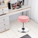 Adjustable pink vanity stool with removable tray, 360° swivel, and hidden storage for cosmetics, perfect for makeup.
