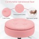 Adjustable pink swivel vanity stool with waterproof PU leather, tufted surface, and hidden storage compartment for.