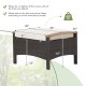 Wicker patio ottoman with soft cushion, fade-resistant PE wicker, and acacia wood handles for versatile outdoor use.