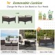 Set of 2 fade-resistant wicker patio ottomans with removable white cushions, ideal for extra seating or side tables.