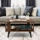 Compact retro mid-century coffee table in rustic brown with open shelf for storage, perfect for living rooms or.