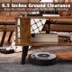Compact retro mid-century coffee table in rustic brown with open shelf, ideal for living rooms and easy robotic vacuum.