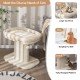 Modern cat tree tower with large plush perch, sisal scratching plate, and dangling fur ball for playful relaxation.