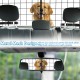 Folding pet divider gate with metal mesh design for SUVs, ensuring visibility and safety for pets during travel.