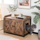 Cat litter box enclosure in brown with double doors, sturdy metal frame, and side entrance for easy access and.