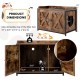 Cat litter box enclosure in brown with double doors, adjustable footpads, and sturdy metal frame for durability.