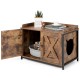 Brown cat litter box enclosure featuring a side entrance, protective guardrails, and a durable waterproof finish for.