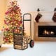 Firewood log cart carrier with wear-resistant rubber wheels, designed for easy movement and large storage capacity.