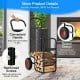 Firewood log cart carrier with wear-resistant rubber wheels, sturdy steel frame, and raised design for easy transport.