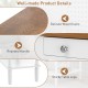 Close-up of the narrow side table showcasing delicate wood grains, rounded handle, and sturdy table legs for stability.