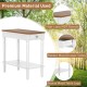 Narrow side table with drawer and open shelf, featuring acacia wood top and rubber wood legs, ideal for small spaces.
