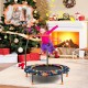 Colorful 36-inch mini trampoline with LED lights and Bluetooth speaker, perfect for kids' fun and exercise indoors.