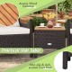 Acacia wood tabletop side table with non-slip foot pads, perfect for outdoor patio use with rattan furniture set.