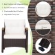 Single patio chair with removable off-white cushion, durable mix brown PE rattan, and adjustable front feet for.