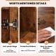 Detail of the wood storage cabinet showcasing anti-pinch hinge, protective stickers, and easy-to-clean surface features.