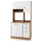 71-inch kitchen pantry in white with 3 cabinets and 3 deep drawers, ideal for kitchen or dining room storage.