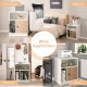 25-inch tall white nightstand featuring a cabinet door and two open shelves, ideal for bedroom or living room.