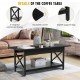 2-tier black coffee table with storage shelf, featuring a retro industrial design and stable metal frame for living.