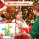 Kids 2-in-1 electronic drum and keyboard set with stool, featuring soft lighting and a convenient drum stick holder for.