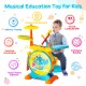Kids electronic drum and keyboard set in blue, featuring multiple instruments and adjustable volume for musical fun.