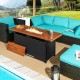 Rectangular 57-inch propane outdoor fire pit table with brown finish, featuring a 50,000 BTU burner for cozy gatherings.