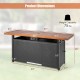 Product dimensions of the 57-inch propane outdoor fire pit table with a 50,000 BTU heat output for backyard gatherings.