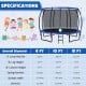 12FT blue recreational trampoline with ladder, ASTM certified, featuring safety net and durable rustproof frame for.