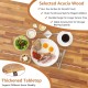 Acacia wood outdoor picnic table set with 2-inch umbrella hole, accommodating 6 people, featuring a durable rustproof.