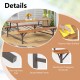Detail view of the 6-person outdoor picnic table set featuring a sturdy metal frame and easy-to-clean acacia wood.