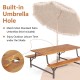 6-person outdoor picnic table and bench set featuring a 2-inch umbrella hole, crafted from durable acacia wood.