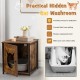 Cat litter box enclosure in brown with door and ventilated holes, providing privacy and odor control for your pet.