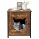 Cat litter box enclosure in brown with a cute cat-shaped entrance, offering privacy and ventilation for your pet.