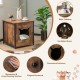 Cat litter box enclosure in brown with a cute cat-shaped entrance, ventilated holes, and a wide tabletop for versatile.