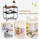2-tier end table in brown with metal storage shelf, featuring wheels for easy mobility, ideal for various living spaces.